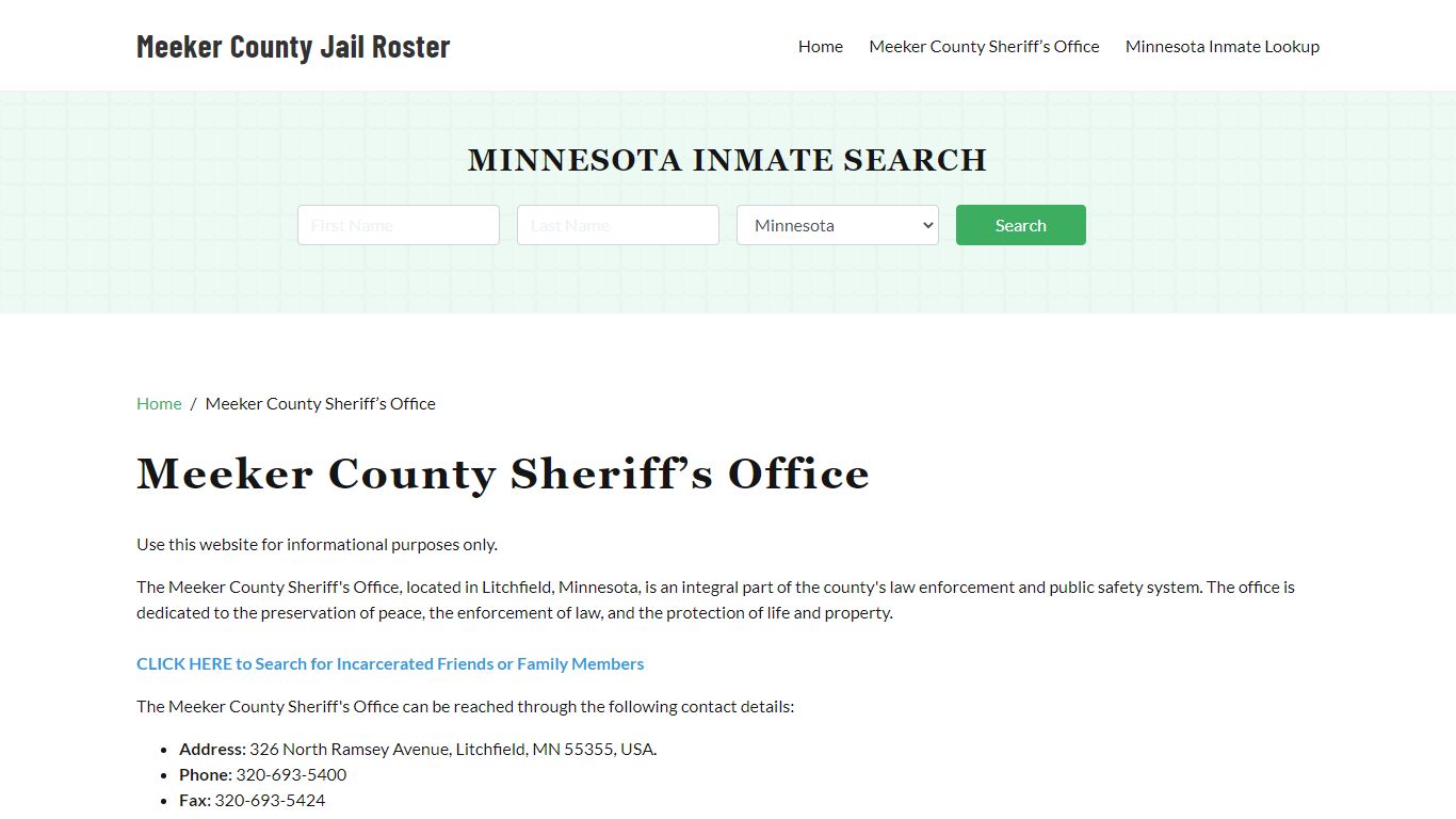 Meeker County Sheriff Office, MN, Arrest Warrants Search