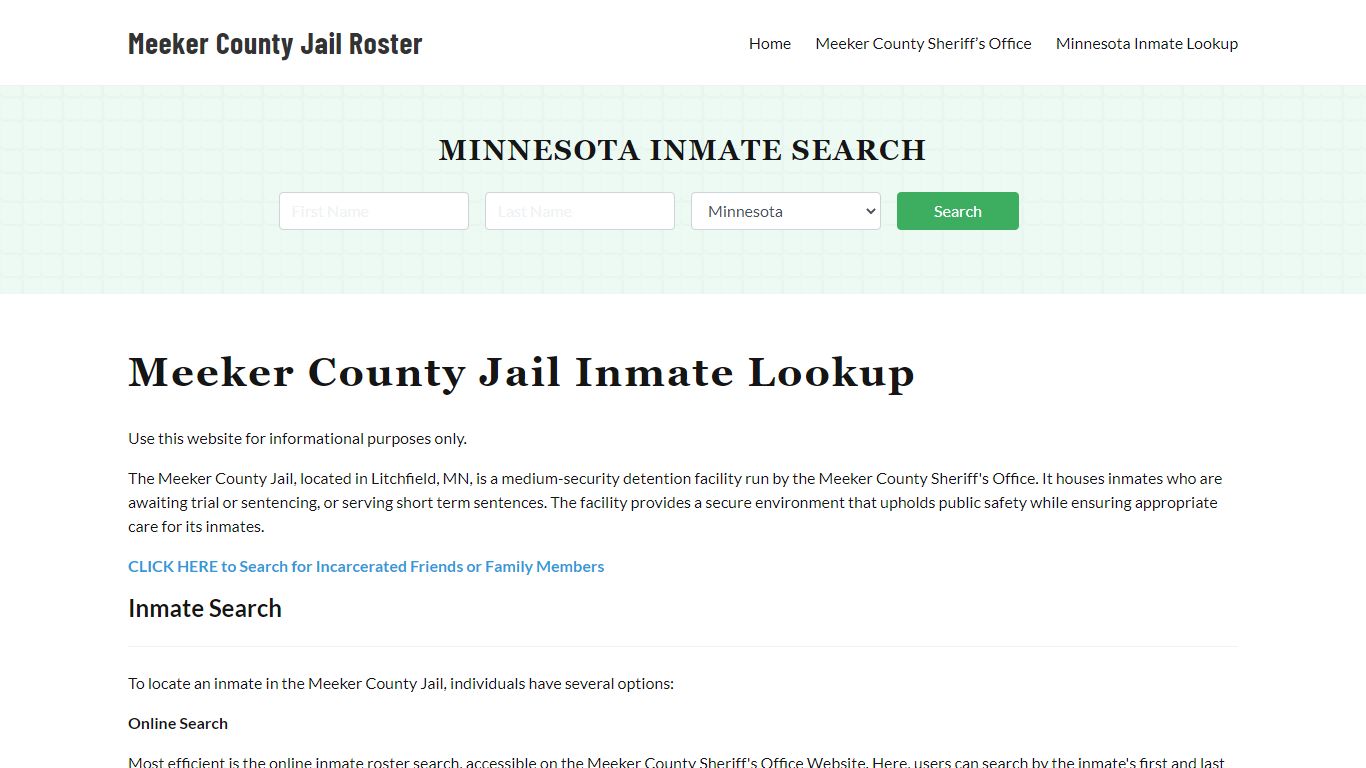 Meeker County Jail Roster Lookup, MN, Inmate Search